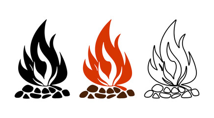 Campfire flames vector set
