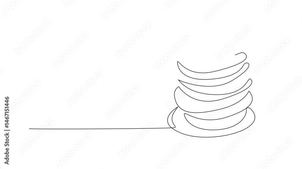 Poster national hat day. animated self drawing of single continuous line drawing stack of relaxed casual he