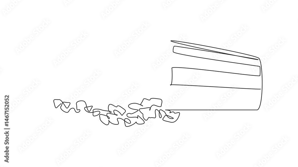 Aufkleber self drawing animation of single continuous line drawing of scattered honey popcorn fall from the st