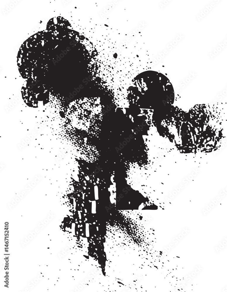 Aufkleber abstract black ink splatters create a dynamic chaotic composition on white.