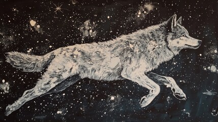 A celestial wolf, traversing the cosmic expanse.