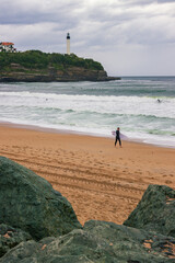 Beautiful view of the coast of Biarritz in a stormy day (French Basque Country)