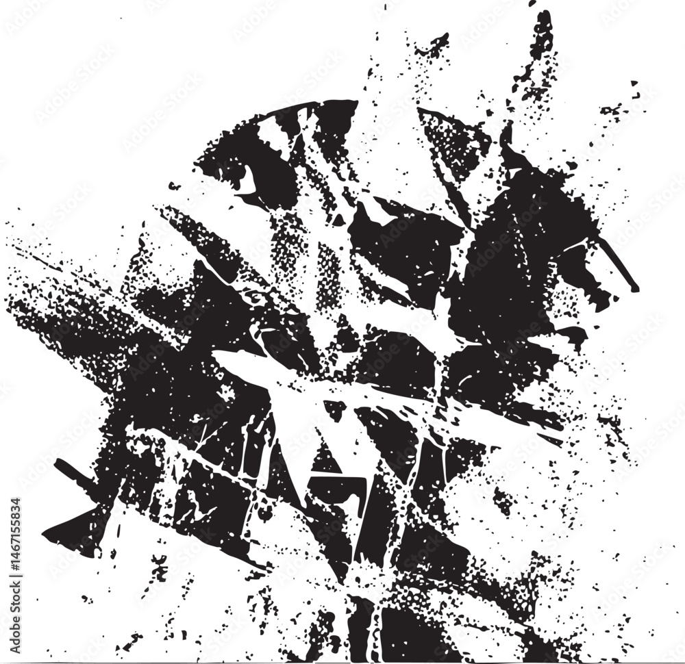 Aufkleber a shattered abstract flower form dominates the with fragmented edges.