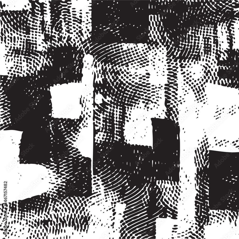 Poster abstract geometric shapes overlap and blend in a monochrome composition.