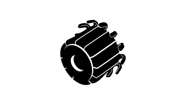 Electric Motor Commutator, Black Isolated Silhouette