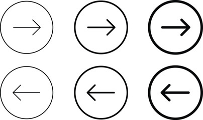Right arrow and left arrow icon set. 
