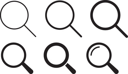 Search or Magnifying glass icon set. Magnifier glasses symbol. 
