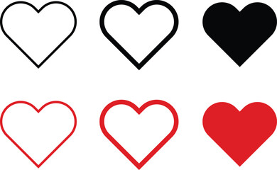 Heart icon set. Love or heart symbol