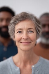 minimalistic portrait featuring diverse group of individuals from various racial and age backgrounds all coming together