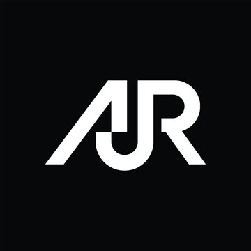 this is a flat monogram logo design of initial letters AJR in white color that looks clean on a black background