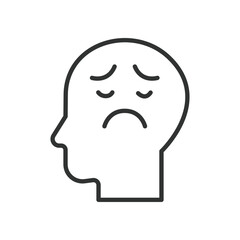Melancholy, icon in line design. Melancholy, sadness, sorrow, sadness icon, tears, emotion, depression on white background vector. Melancholy, editable stroke icon
