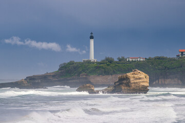 Fototapeta premium Beautiful view of the coast of Biarritz in a stormy day (French Basque Country)