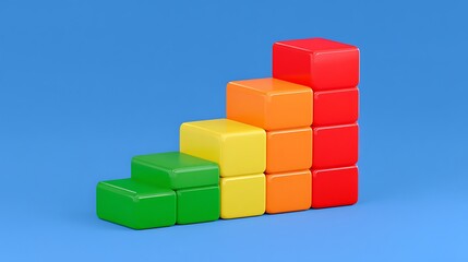 Obraz premium Colorful Blocks Staircase Growth with Success, and Progress.