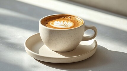 Latte art in a ceramic cup