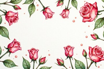 Delicate watercolor rosebuds, repeating motif, floral pattern, beautiful