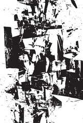 Fototapeta premium Fragmented black and white shapes create a dynamic abstract composition.