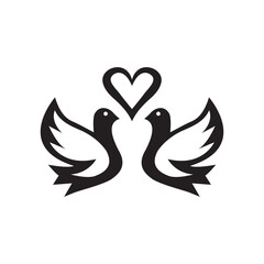 Romantic dove silhouette vector art