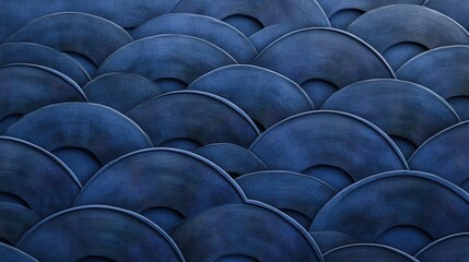 Fototapeta premium Minimalist Japanese Wave Pattern in Deep Indigo