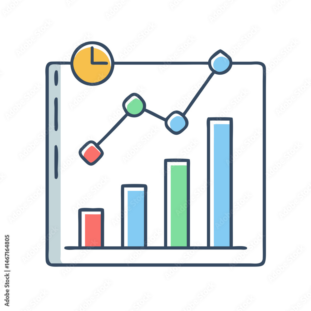 Poster analyze business performance with bar chart and line graph for financial data analysis report