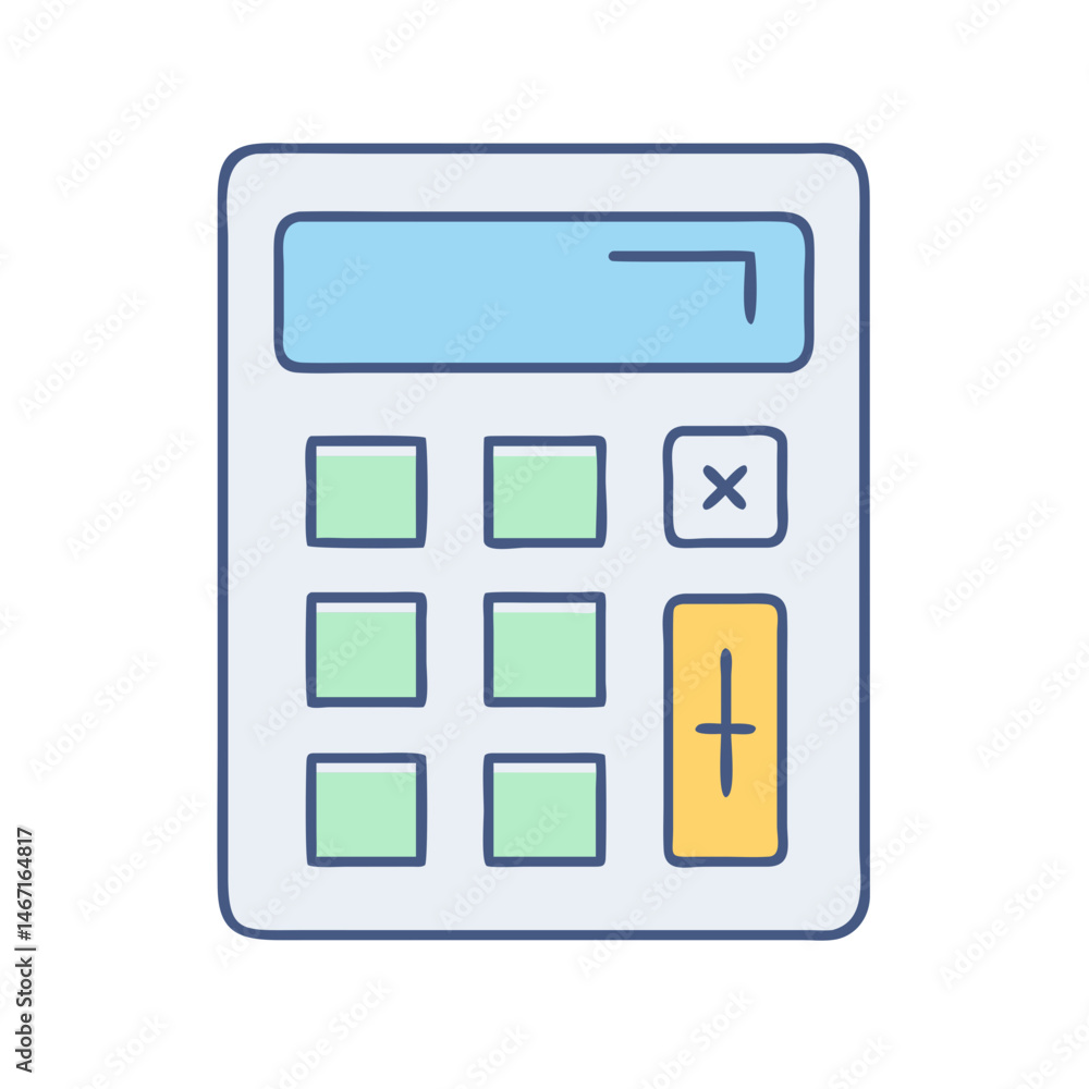 Poster illustration of calculator accounting finance mathematics calculation device tool number math proble