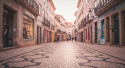 Obraz premium Rue pavée ensoleillée ambiance chaleureuse
