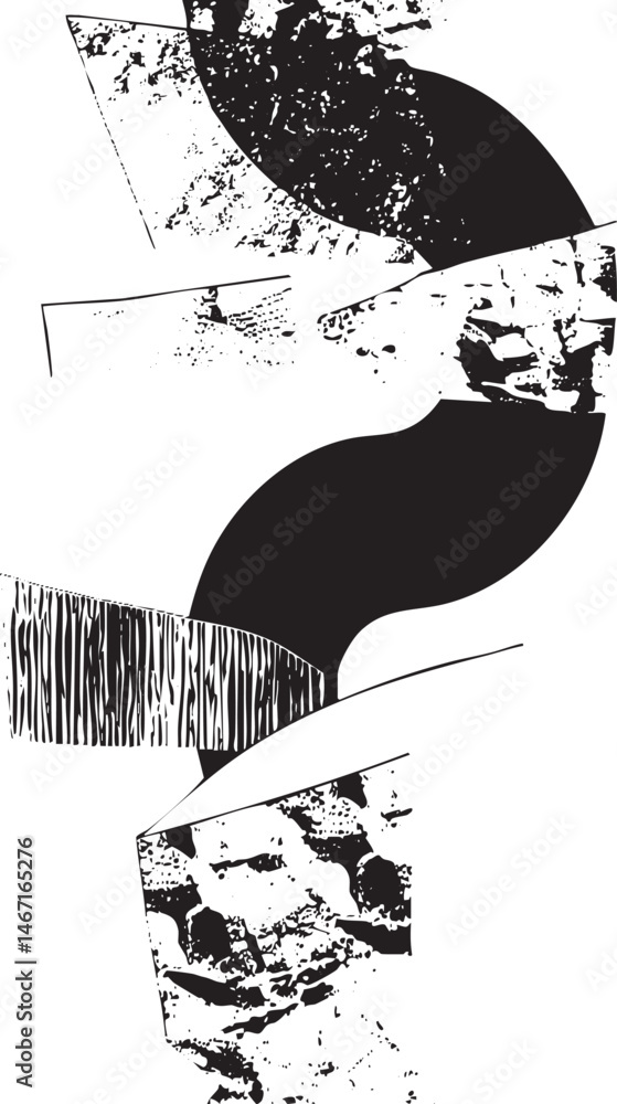 Aufkleber fragmented geometric shapes overlap and intersect on a black background.