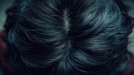 Obraz premium Overhead shot of dark, wavy human hair texture