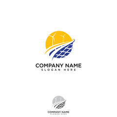 Solar and Wind power generation logo design symbol