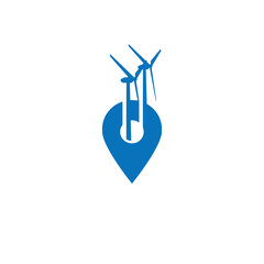 Illustration wind turbine and pinpoint design symbol