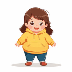 Obraz premium Chubby little girl smiling in yellow hoodie
