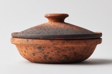 tandoor oven with firewood below and slightly opened lid isolated on white background