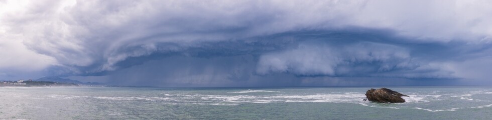Fototapeta premium Beautiful view of the coast of Biarritz in a stormy day (French Basque Country)