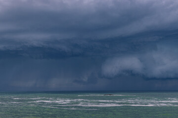Beautiful view of the coast of Biarritz in a stormy day (French Basque Country)