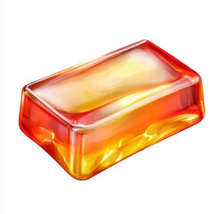 transparent clear delicious jelly rectangle isolated on a white background