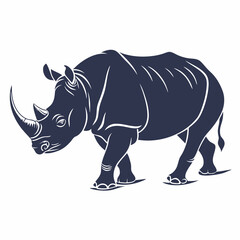 Obraz premium A clean and minimalist depiction of a rhino silhouette set against a crisp white background. 