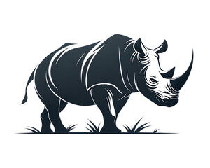 Fototapeta premium A clean and minimalist depiction of a rhino silhouette set against a crisp white background. 