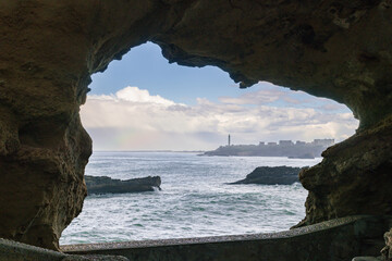 Beautiful view of the coast of Biarritz in a stormy day (French Basque Country) © julen