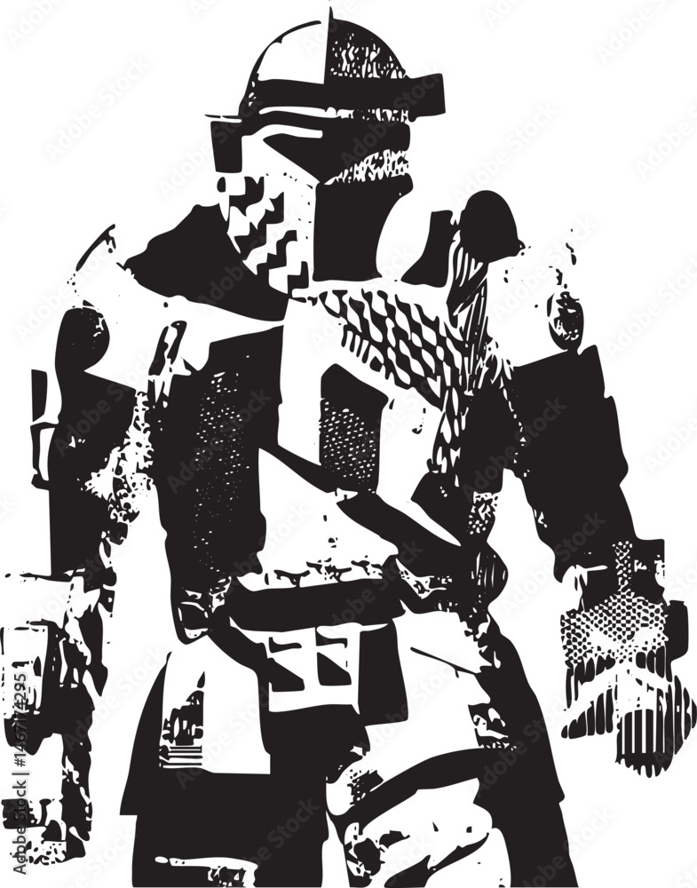 Poster a solitary figure stands in a dynamic pose wielding a tool against a stark background.