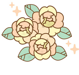 Kawaii Aesthetic Peonies Anime Vintage Style