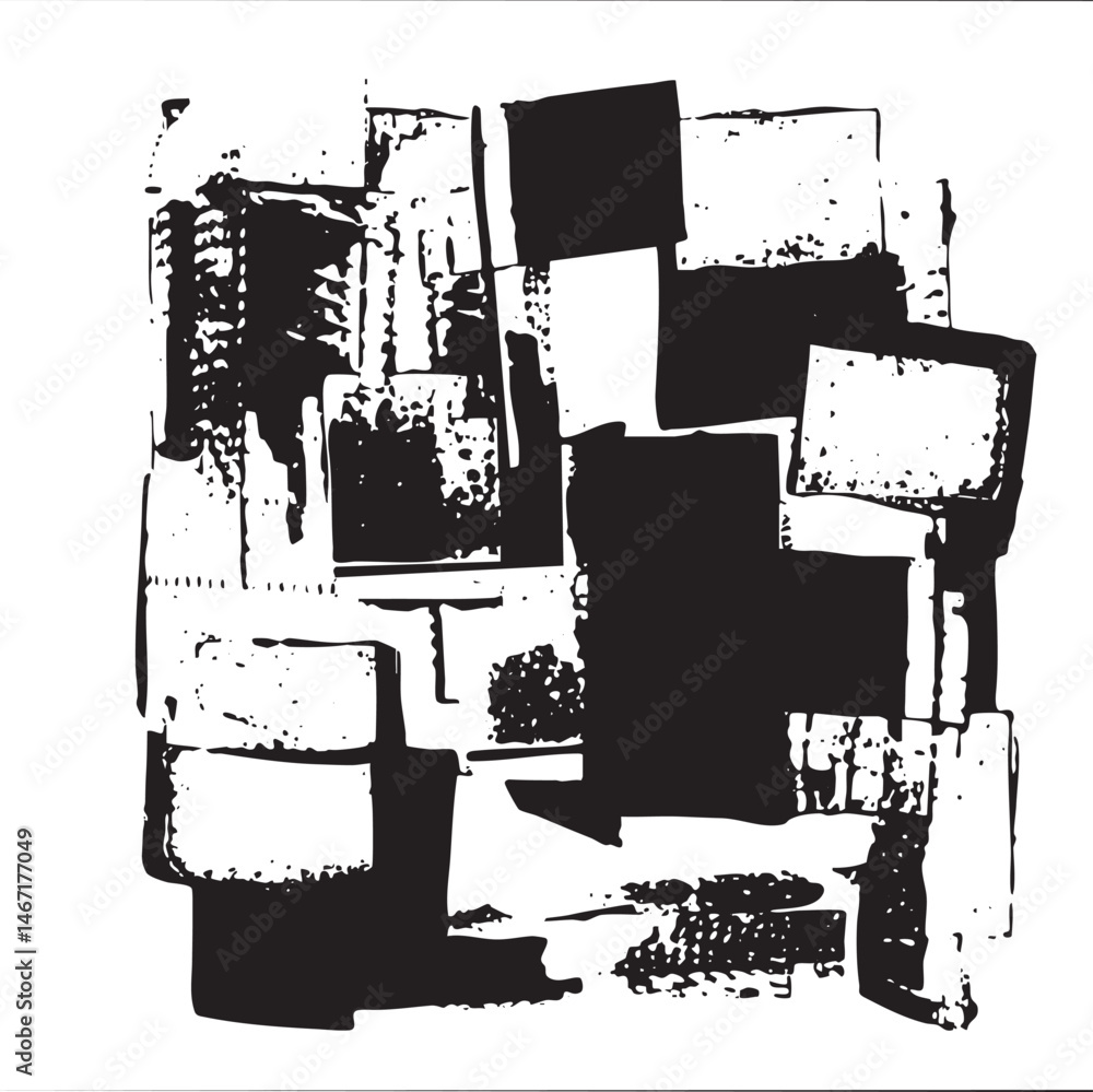 Poster abstract geometric shapes are arranged in a dynamic composition.
