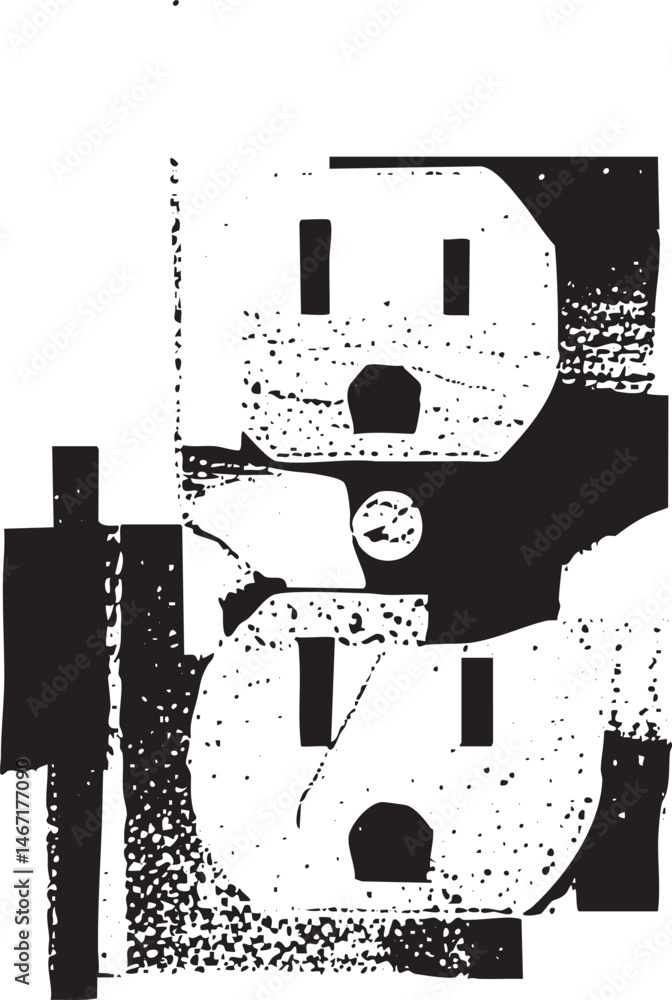 Poster a large abstract numeral ‘8’ dominates the constructed from geometric shapes and lines.