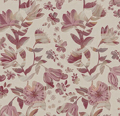 Seamless Floral Leaf Pattern with Soft Textured Design