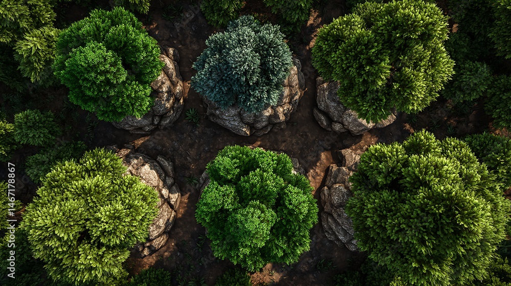 Aufkleber set of four top down view of tree tops