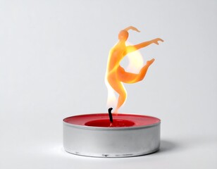 Flame Dancer Emerging from Red Candle