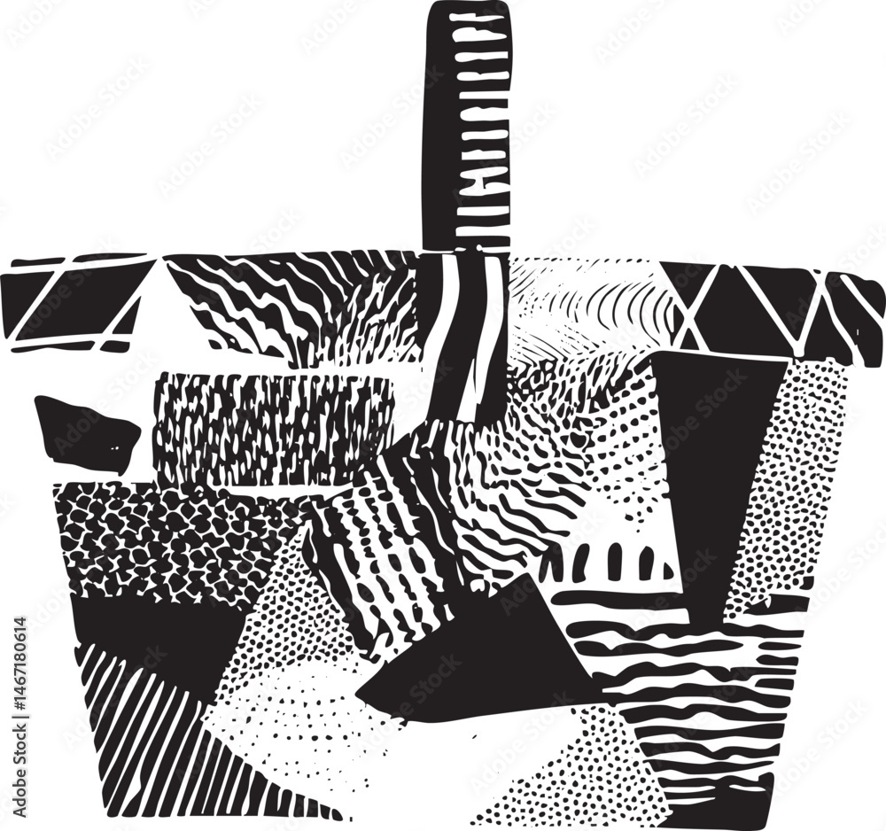 Poster abstract geometric shapes overlap and intersect on a white background.
