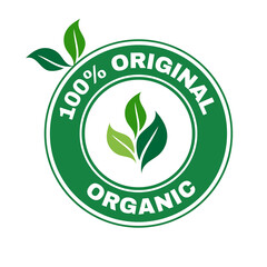 100% ORIGINAL organic approved stamp, logo, tag, seal, tag for advertising, marketing and promotion, eco friendly label
