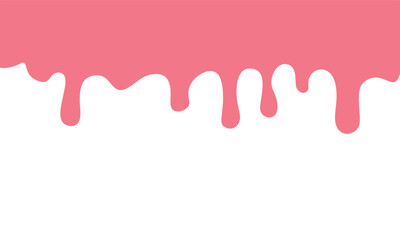 Melted pink ice cream on white background. borderless banner pattern, vector white background