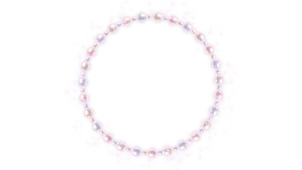 pearl string circle frame isolated on transparent background, png cosmetics and beauty sale shopping social media overlay design element