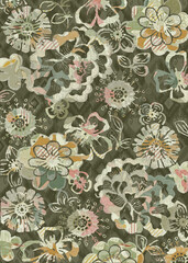 Seamless Floral Leaf Pattern with Soft Textured Design