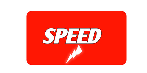 Speed Text with Lightning Bolt – Bold Red Power Design for Energy, Racing, and Sports Themes